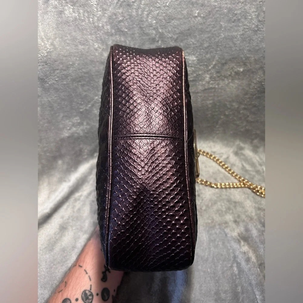 Coach Cassidy Oxblood Snake Embossed Diamond Quilted Leather Crossbody - Picture 8 of 16